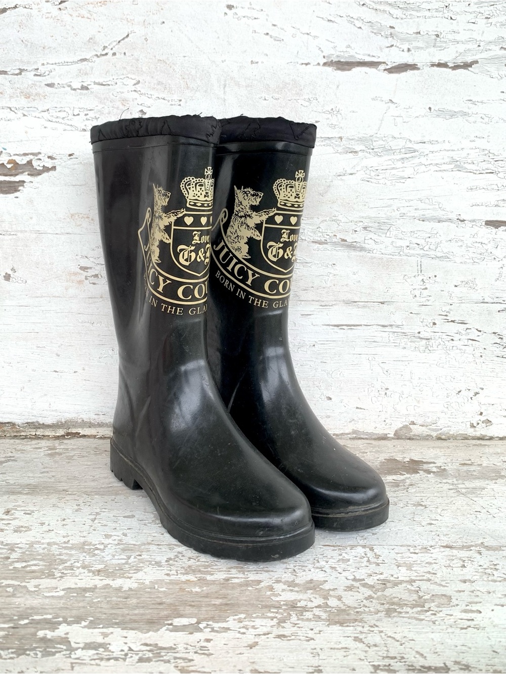 Y2K Juicy Couture Black Rubber Rainboots Size 7